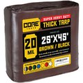 Core Tarps 25 ft x 45 ft Heavy Duty 20 Mil Tarp, Brown/Black, Polyethylene, Waterproof, Rip and Tear Proof CT-702-25X45